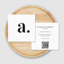 Minimalist Black White Monogram Modern QR Code 