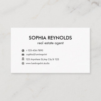Minimalist Black White Monogram Real Estate Agent Business Card