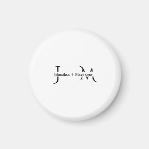 Minimalist Black & White Monogram Wedding Magnet