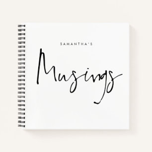 Minimalist Black White Musings Name Notebook