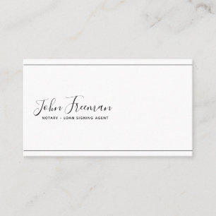 Minimalist Black & White Notary Business Card