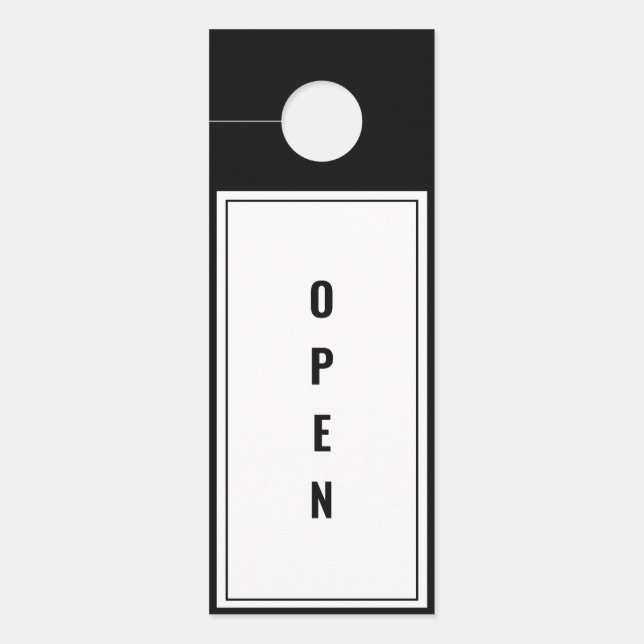 Minimalist Black & White Open-Closed Door Hanger (Front)