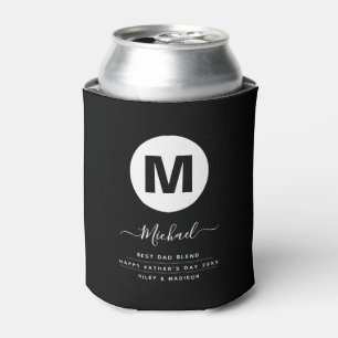 Minimalist Black & White Personalised Monogram Can Cooler