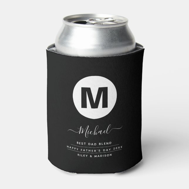 Minimalist Black & White Personalised Monogram Can Cooler (Can Front)