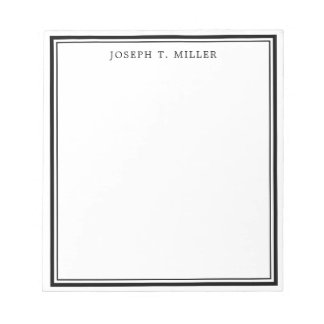 Minimalist Black White Personalised Name Template Notepad