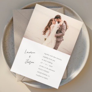Minimalist Black & White Photo Boho Wedding Invitation