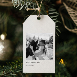 Minimalist Black & White Photo Christmas Gift Tags