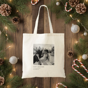 Minimalist Black & White Photo Christmas Gift Tote Bag