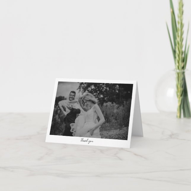 Minimalist Black White Photo Custom Message Thank You Card (Front)