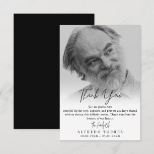 Minimalist Black & White Photo Funeral Sympathy Thank You Card