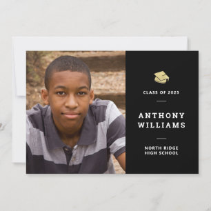 Minimalist Black & White Photo Graduation Invitation