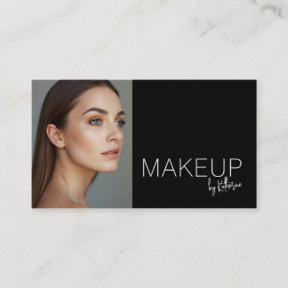 Minimalist Black White Photo Makeup Business Card