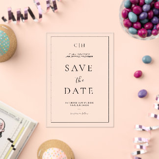 Minimalist Black White Photo Save the Date Card Acrylic Invitations