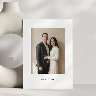 Minimalist Black White Photo We Eloped Celebration Invitation