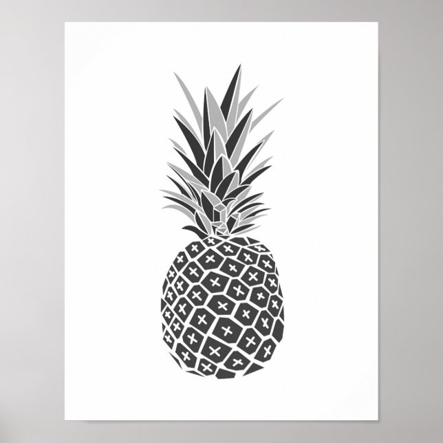 Minimalist Black & White Pineapple Poster (Front)