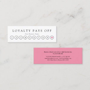 Minimalist Black White Pink Loyalty Punch Card