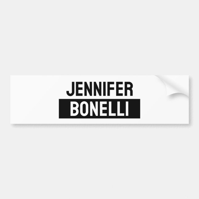 Minimalist Black & White Plain Elegant Modern Name Bumper Sticker (Front)