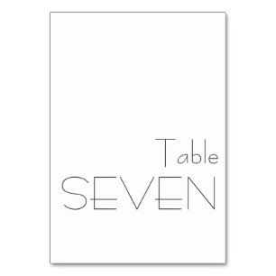 Minimalist Black White Playful Typography SEVEN Table Number