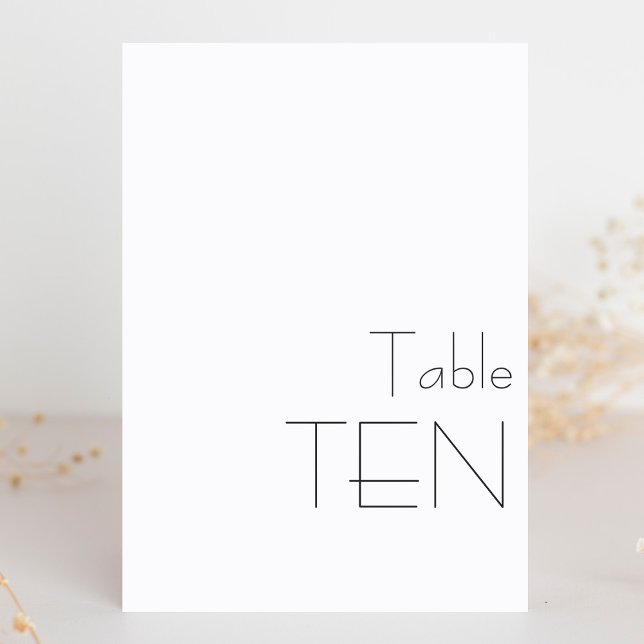 Minimalist Black White Playful Typography TEN Table Number (Creator Uploaded)