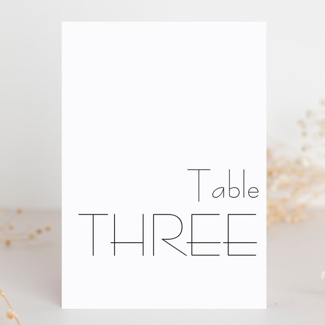 Minimalist Black White Playful Typography THREE Table Number (Creator Uploaded)