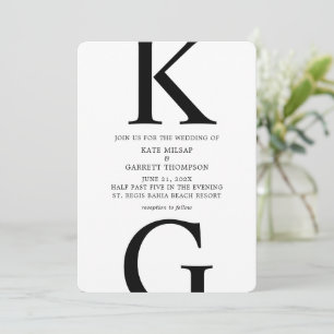 Minimalist Black & White Polka Dot Wedding  Invitation