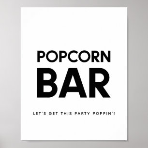 Minimalist Black & white Popcorn bar wedding sign
