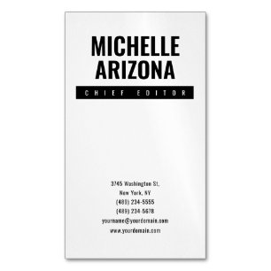 Minimalist Black & White Professional Modern Magnetic Business Card