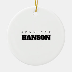 Minimalist Black & White Professional Modern Name Ceramic Ornament