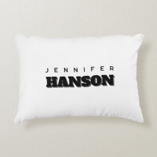 Minimalist Black & White Professional Modern Name Decorative Cushion