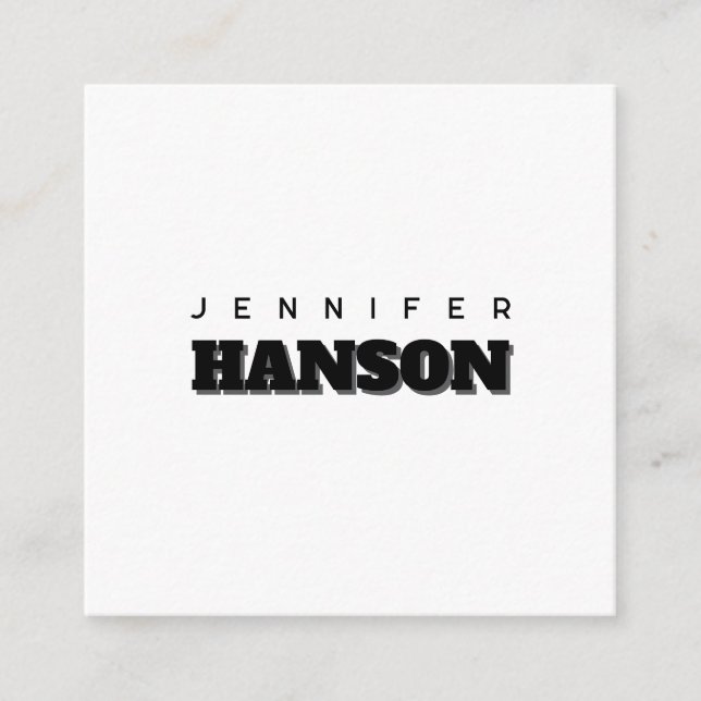 Minimalist Black & White Professional Modern Name Enclosure Card (Front)