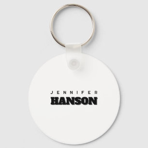 Minimalist Black & White Professional Modern Name Key Ring