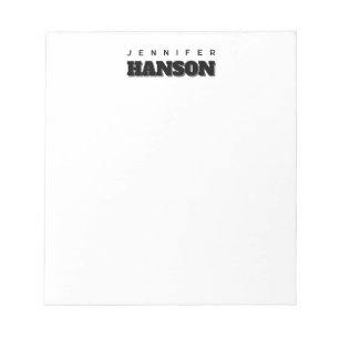 Minimalist Black & White Professional Modern Name Notepad