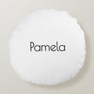 Minimalist Black & White Professional Modern Name Round Cushion