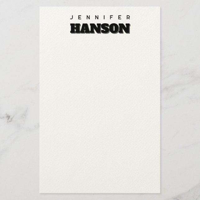 Minimalist Black & White Professional Modern Name Stationery (Front)