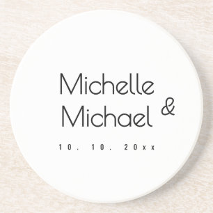 Minimalist Black & White Professional Modern Names Coaster