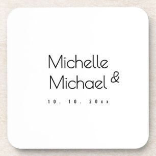 Minimalist Black & White Professional Modern Names Coaster