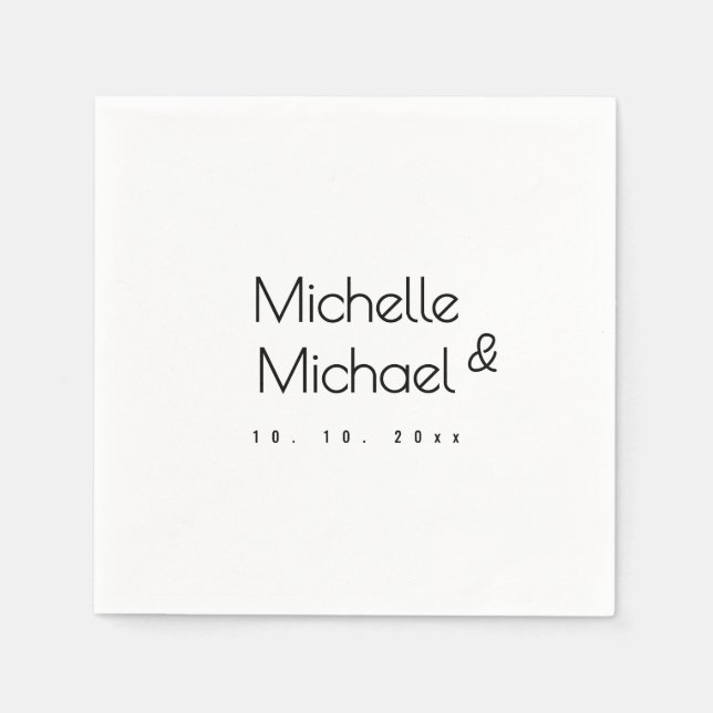 Minimalist Black & White Professional Modern Names Napkin (Front)