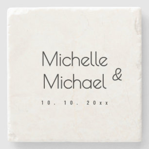 Minimalist Black & White Professional Modern Names Stone Coaster