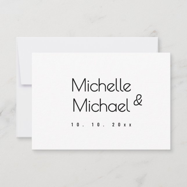 Minimalist Black & White Professional Modern Names Thank You Card (Front)