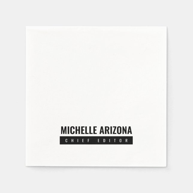 Minimalist Black & White Professional Modern Napkin (Front)