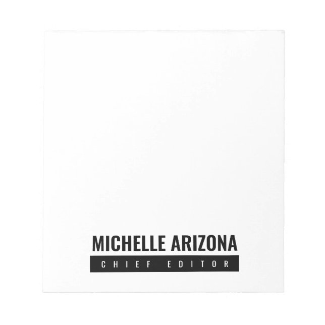 Minimalist Black & White Professional Modern Notepad (Front)