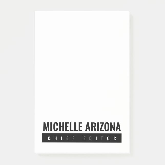Minimalist Black & White Professional Modern Post-it Notes (Front)