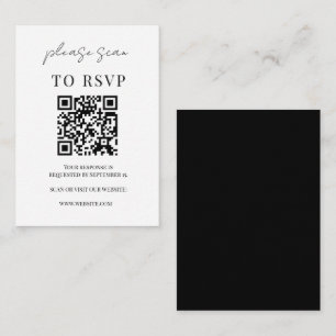 Minimalist Black & White QR Code Wedding RSVP Enclosure Card