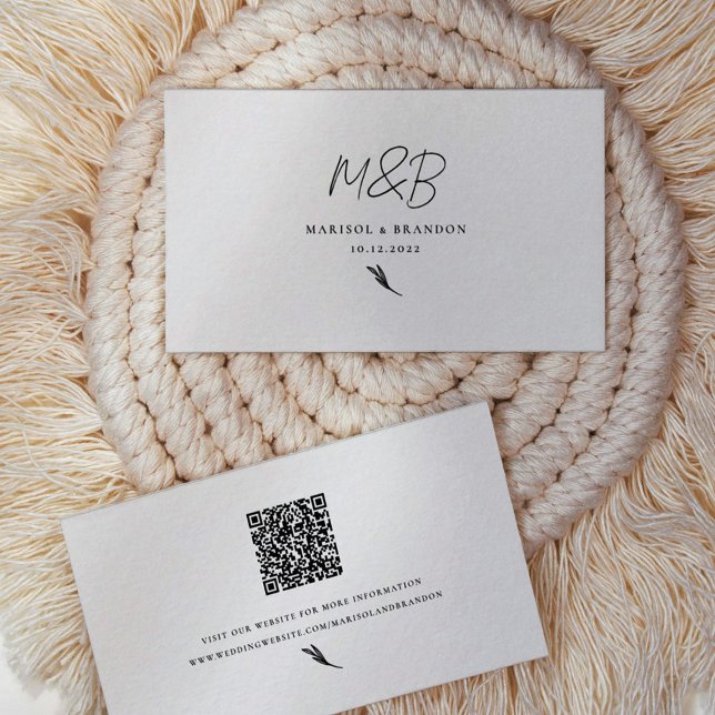 Minimalist Black & White QR Code Wedding Website  Enclosure Card (Creator Uploaded)