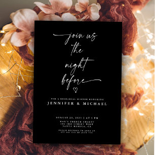 Minimalist Black & White Rehearsal Dinner  Invitation