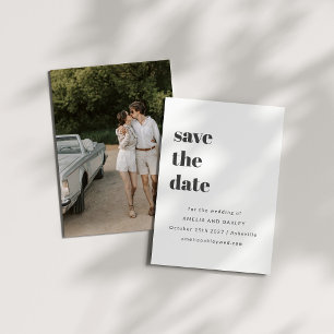 Minimalist Black White Retro Simple Wedding Photo Save The Date