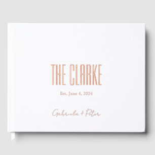Minimalist Black & White Rose Gold Foil Wedding Guest Book