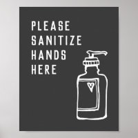 Minimalist Black & White Sanitize Hands Here