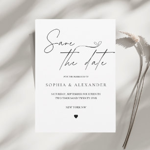 Minimalist Black & White Save the Date  Invitation