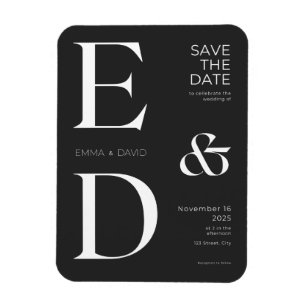 Minimalist Black & White Save the Dates Magnet